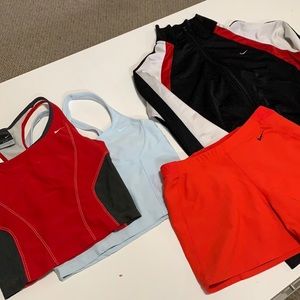 Nike activewear lot 2 crop bra tops shorts jacket
